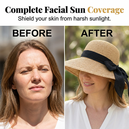 🔥Limited-time offer-Women's Wide Brim Straw Sun Hat with Bow