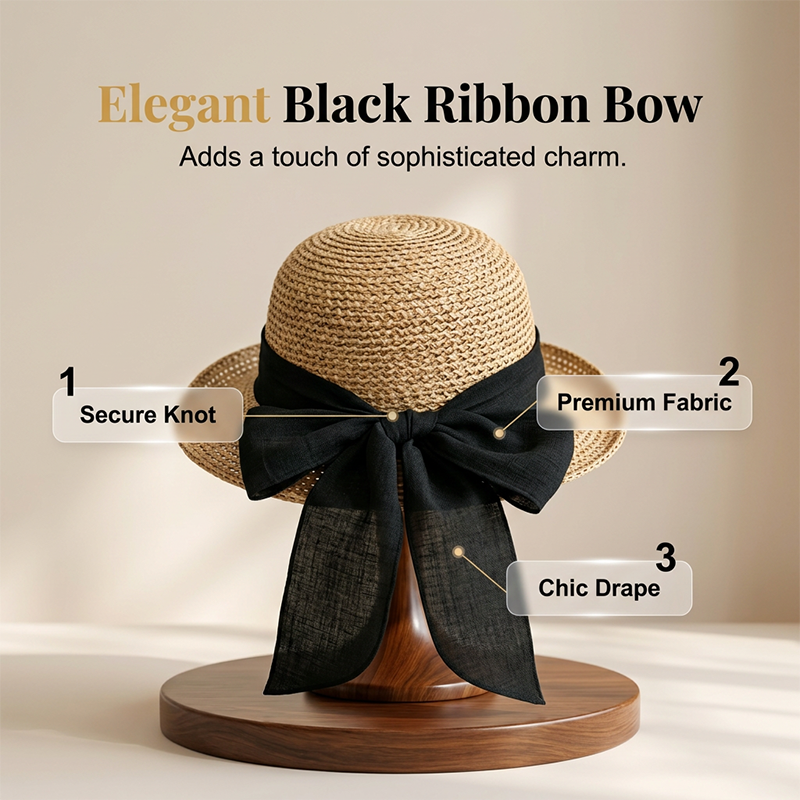 🔥Limited-time offer-Women's Wide Brim Straw Sun Hat with Bow