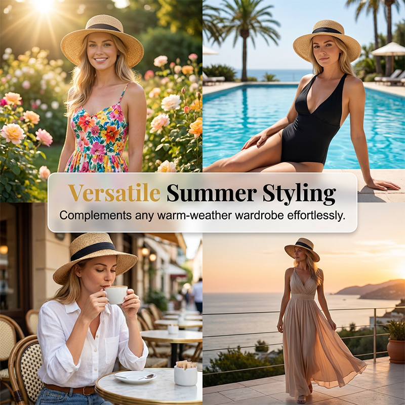 🔥Limited-time offer-Women's Wide Brim Straw Sun Hat with Bow