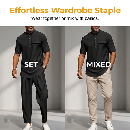 🔥Flash Sale Price-Men's Modern Casual Band Collar Two-Piece Set