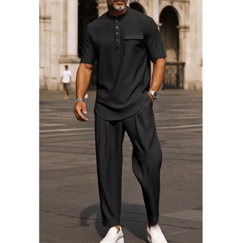 🔥Flash Sale Price-Men's Modern Casual Band Collar Two-Piece Set