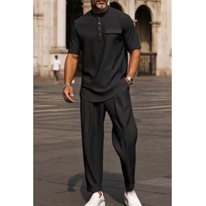 🔥Flash Sale Price-Men's Modern Casual Band Collar Two-Piece Set