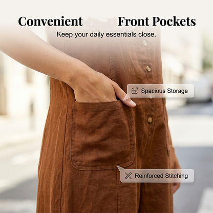 🌸Limited-time offer-Women's Sleeveless V-Neck Button-Front Jumpsuit
