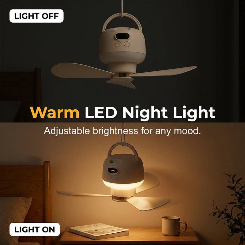 💴 Limited Stock⏰ Portable USB Ceiling Fan with LED Light |💡 USB-Powered, Hang Anywhere, Ideal for Camping & Home – Cash on Delivery ✅