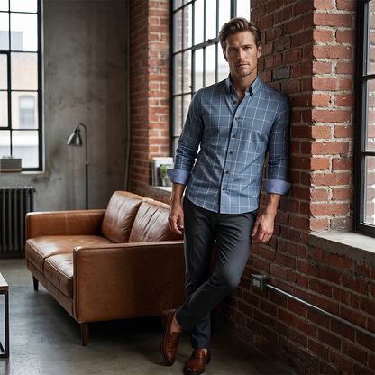 Men's Modern Fit Windowpane Shirt