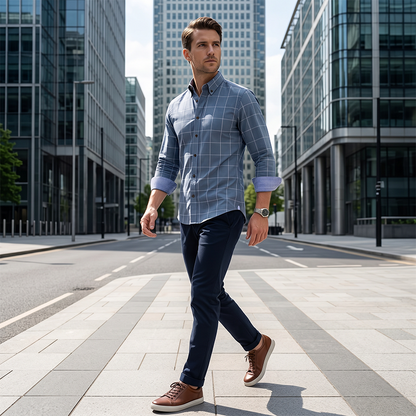 Men's Modern Fit Windowpane Shirt