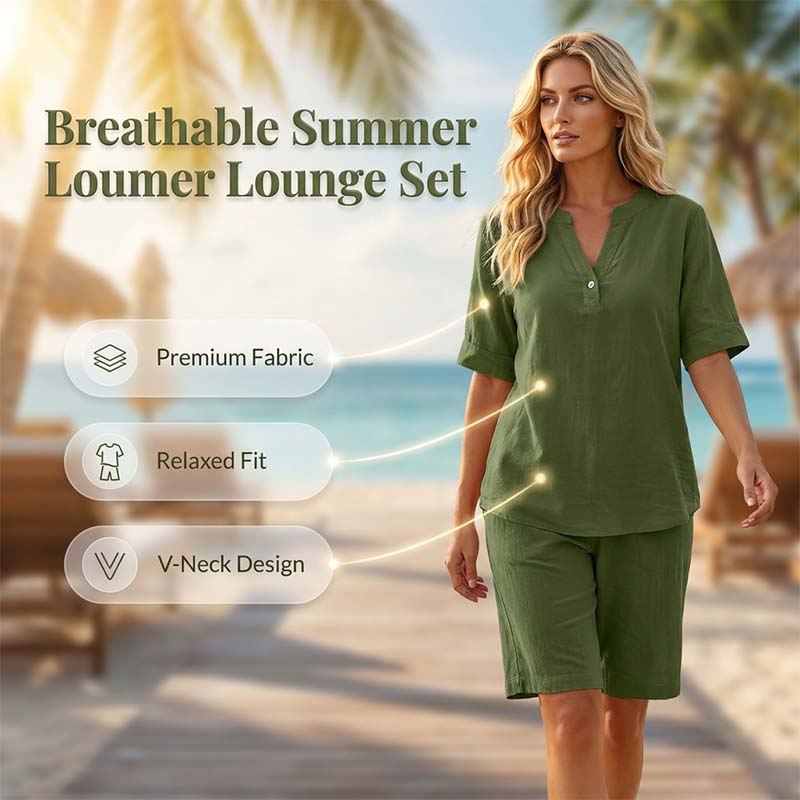 Women's Relaxed Fit Solid Short Sleeve Top and Shorts Set