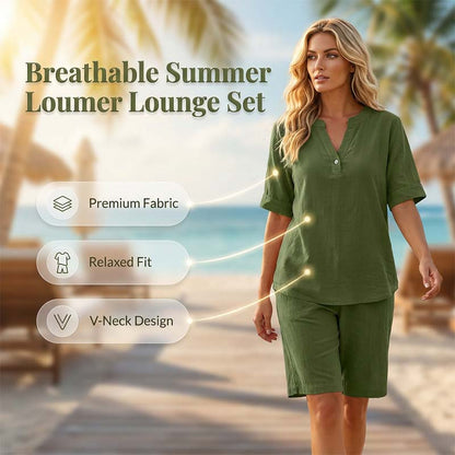 Women's Relaxed Fit Solid Short Sleeve Top and Shorts Set