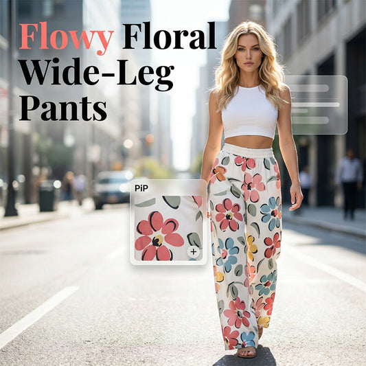 🌸New arrivals: 50% off-Women's Floral Print Wide-Leg Palazzo Pants