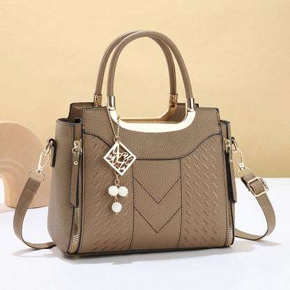 🥳New Arrival 50% OFF👜Women's V-Stitched Satchel – Gold Hardware, Multi-Compartment, Top-Handle 🌸
