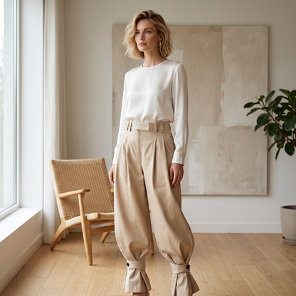 👖 LIMITED-TIME 50% OFF! ✨ Women's Pleated Lantern Pants – Ruffled Cuffs, Drawstring Waist, Flow Wide-Leg 🌸