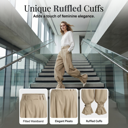 👖 LIMITED-TIME 50% OFF! ✨ Women's Pleated Lantern Pants – Ruffled Cuffs, Drawstring Waist, Flow Wide-Leg 🌸
