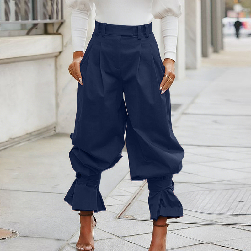 👖 LIMITED-TIME 50% OFF! ✨ Women's Pleated Lantern Pants – Ruffled Cuffs, Drawstring Waist, Flow Wide-Leg 🌸