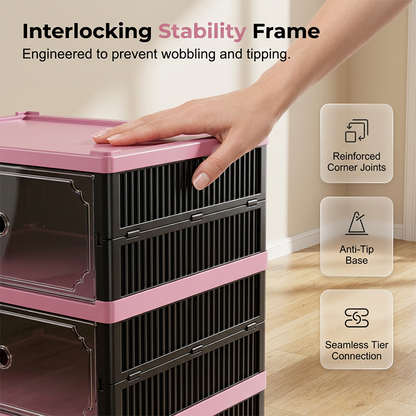 Foldable & Stackable Shoe Cabinet with Clear Doors
