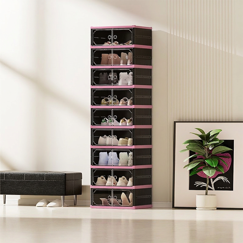 Foldable & Stackable Shoe Cabinet with Clear Doors