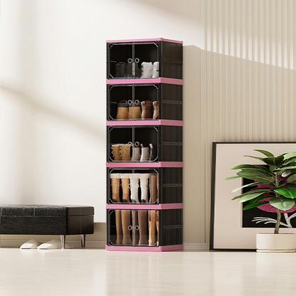 Foldable & Stackable Shoe Cabinet with Clear Doors