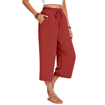 🔥New Arrivals at Special Prices-Women's Cotton Linen Wide Leg Capri Pants
