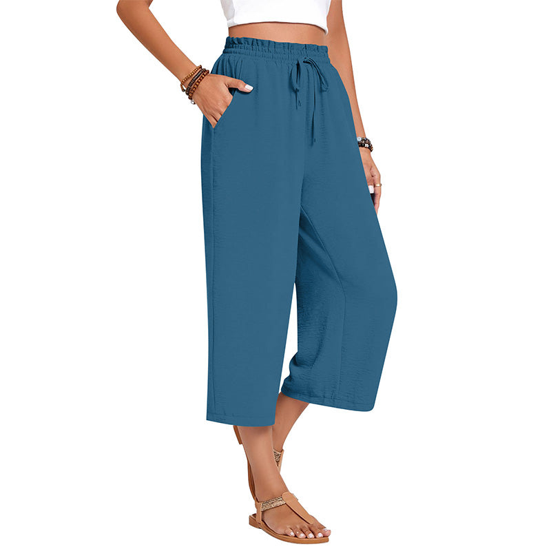 🔥New Arrivals at Special Prices-Women's Cotton Linen Wide Leg Capri Pants