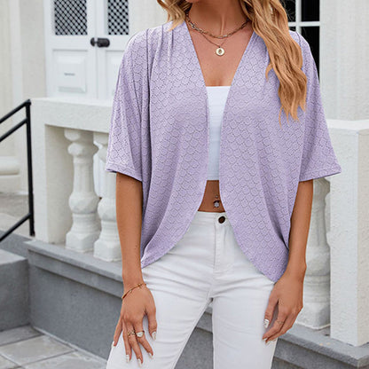Open-Front Half-Sleeve Cardigan 🧥✨ – Minimalist Solid Colour, Lightweight, S-2XL