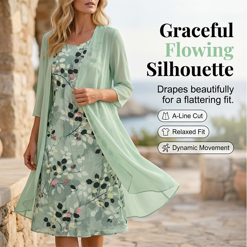 🎊2026 New Arrivals 50% OFF🎁Women's Elegant Chiffon Dress & Cardigan 2-Piece Set