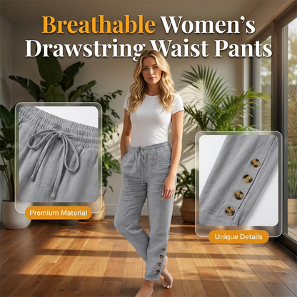 🔥New Arrivals at Special Prices-Women's Drawstring Waist Pants with Buttoned Ankles