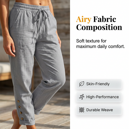 🔥New Arrivals at Special Prices-Women's Drawstring Waist Pants with Buttoned Ankles