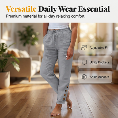 🔥New Arrivals at Special Prices-Women's Drawstring Waist Pants with Buttoned Ankles