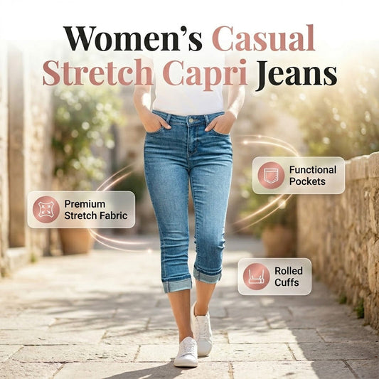🔥Women's Casual High Waist Stretch Capri Jeans