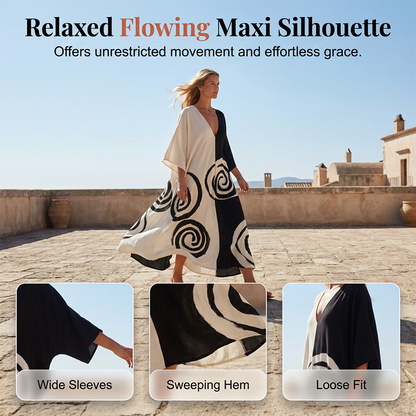 📢📢New Arrivals at Special Prices-Elegant V-Neck Two-Tone Spiral Print Dress