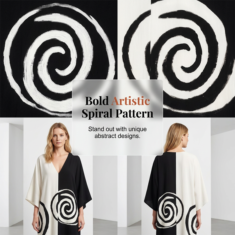 📢📢New Arrivals at Special Prices-Elegant V-Neck Two-Tone Spiral Print Dress