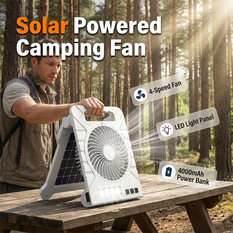 🌀 50% OFF NOW! ☀️ Solar-Powered Outdoor Fan – Rechargeable, ultra-quiet & with LED light – Perfect for camping, patio or power outages – energy-saving and portable 🔋