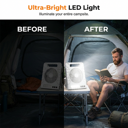🌀 50% OFF NOW! ☀️ Solar-Powered Outdoor Fan – Rechargeable, ultra-quiet & with LED light – Perfect for camping, patio or power outages – energy-saving and portable 🔋