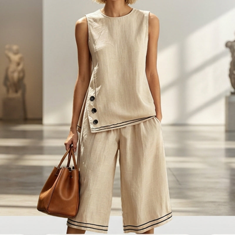 Women's Sleeveless Top & Wide-Leg Shorts Set