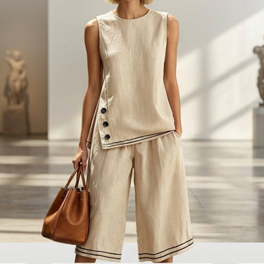 Women's Sleeveless Top & Wide-Leg Shorts Set