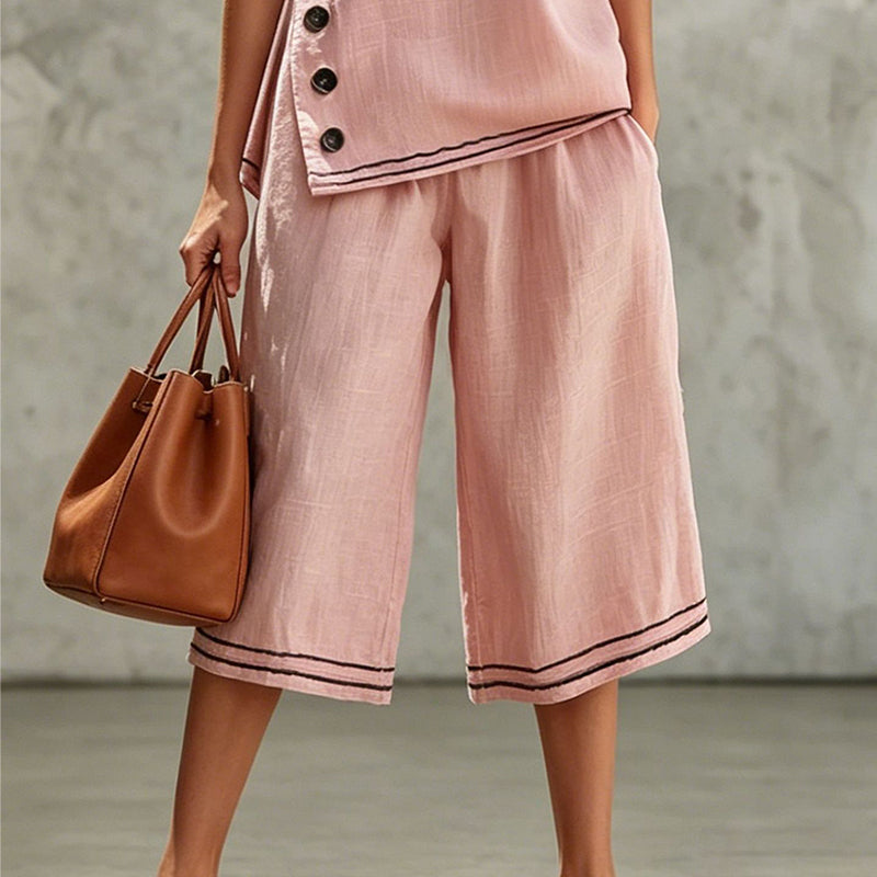 Women's Sleeveless Top & Wide-Leg Shorts Set