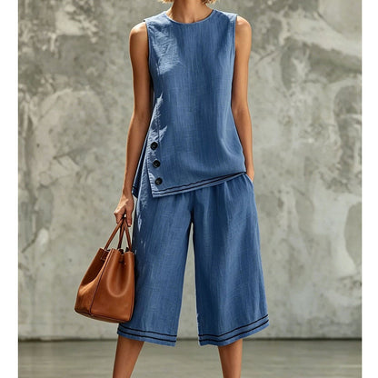 Women's Sleeveless Top & Wide-Leg Shorts Set