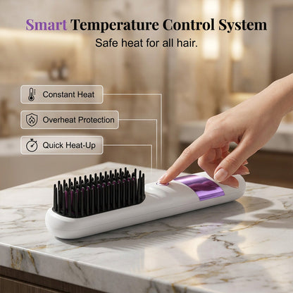 Cordless Ceramic Hair Straightener Brush