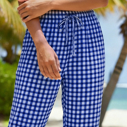 👖💥Surprise Price $34.8!!💥 🌿Women's Summer Plaid Capri Pants✨Light Breathable Cropped Trousers Casual Daily Wear💝