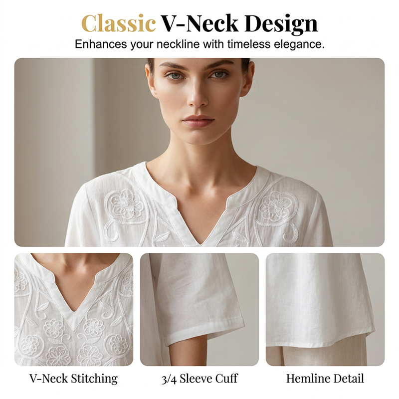 Women's Casual Loose Fit V-Neck Top