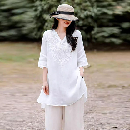 Women's Casual Loose Fit V-Neck Top