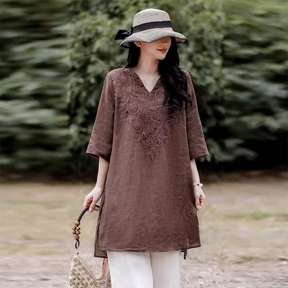 Women's Casual Loose Fit V-Neck Top