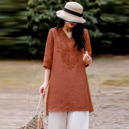Women's Casual Loose Fit V-Neck Top
