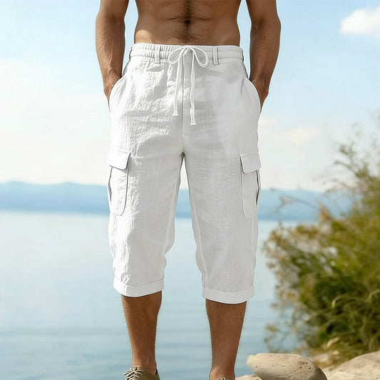 🔥New arrivals now on sale-Men's Linen Blend Cargo Capri Pants