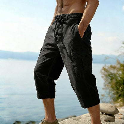 🔥New arrivals now on sale-Men's Linen Blend Cargo Capri Pants