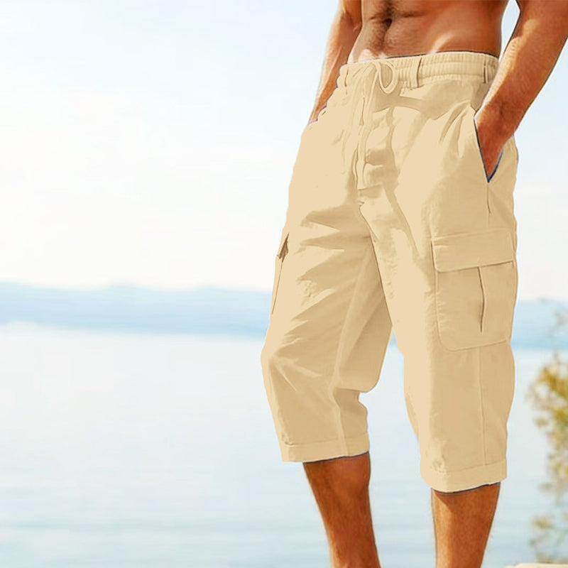 🔥New arrivals now on sale-Men's Linen Blend Cargo Capri Pants