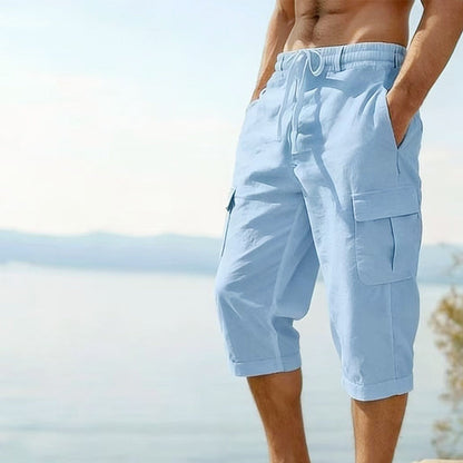 🔥New arrivals now on sale-Men's Linen Blend Cargo Capri Pants