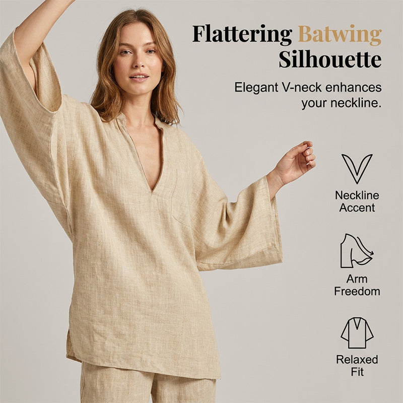 🔥Limited-time offer-Women's Summer Slouchy Loose Fit Pants Set with Batwing Sleeves