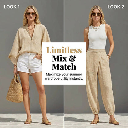 🔥Limited-time offer-Women's Summer Slouchy Loose Fit Pants Set with Batwing Sleeves