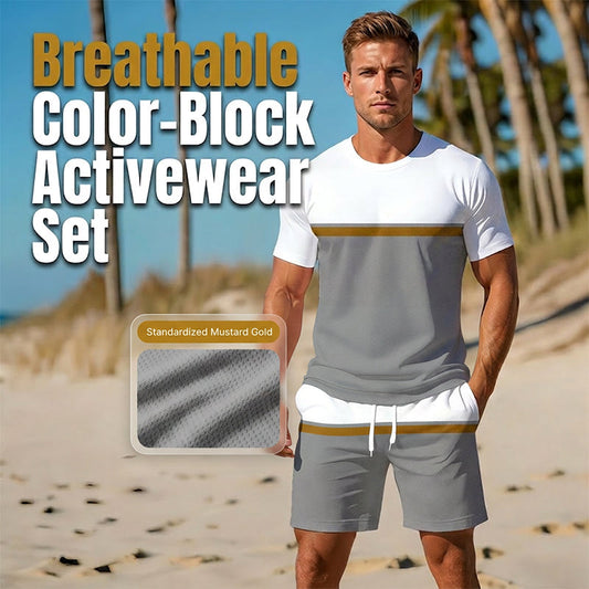 🔥Limited-time offer-Men's Summer Color-Block Sportswear Set