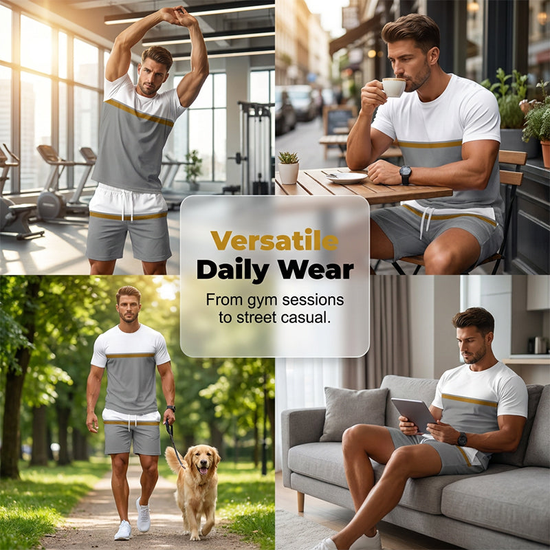 🔥Limited-time offer-Men's Summer Color-Block Sportswear Set